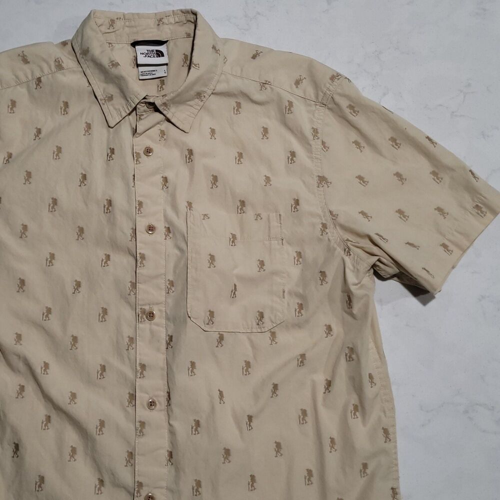 The North Face Baytrail Jacquard SS Hiker All Over Embroidered Large Beige NWOT